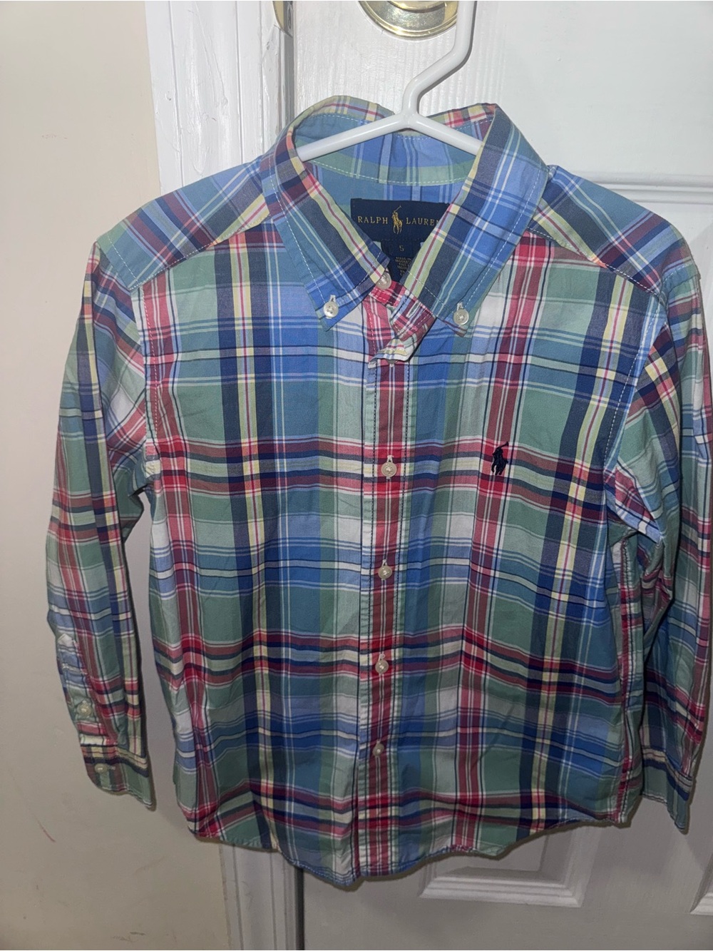 Ralph Lauren Boys Plaid Button Down Shirt Size 5